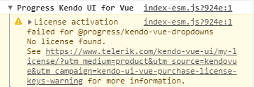 Kendo UI for Vue - Licensing Warning