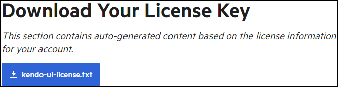 Kendo UI for Vue - Download License Key