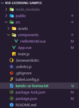 Kendo UI for Vue - License Project Structure Kendo UI for Vue - License Project Structure