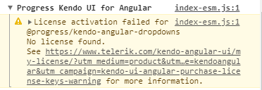 Kendo UI for Angular Licensing - License Message