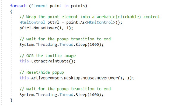 Code - PointsLoop - Mousehover Function 