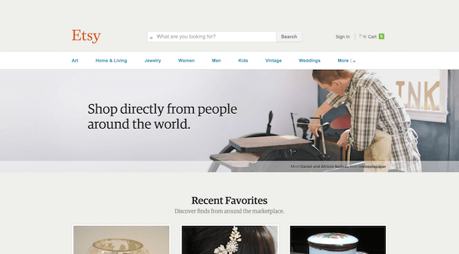 The Etsy website gets a nice makeover in 2014 with a responsive and minimal design.