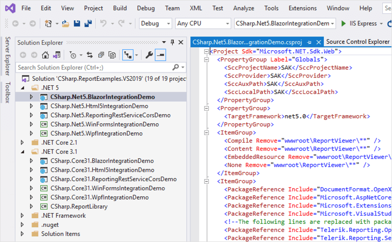 A picture showing the location of the new Telerik Reporting Demos