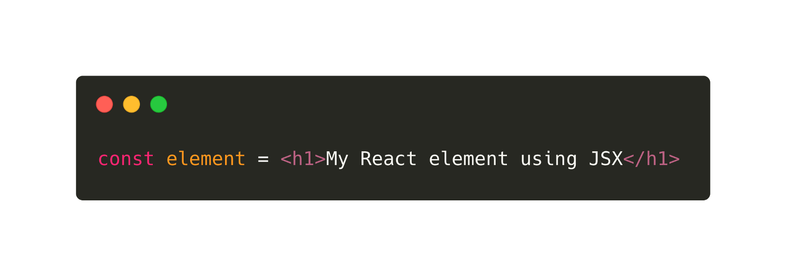 Image shows code with 'const element =
<h1 data-sf-ec-immutable=