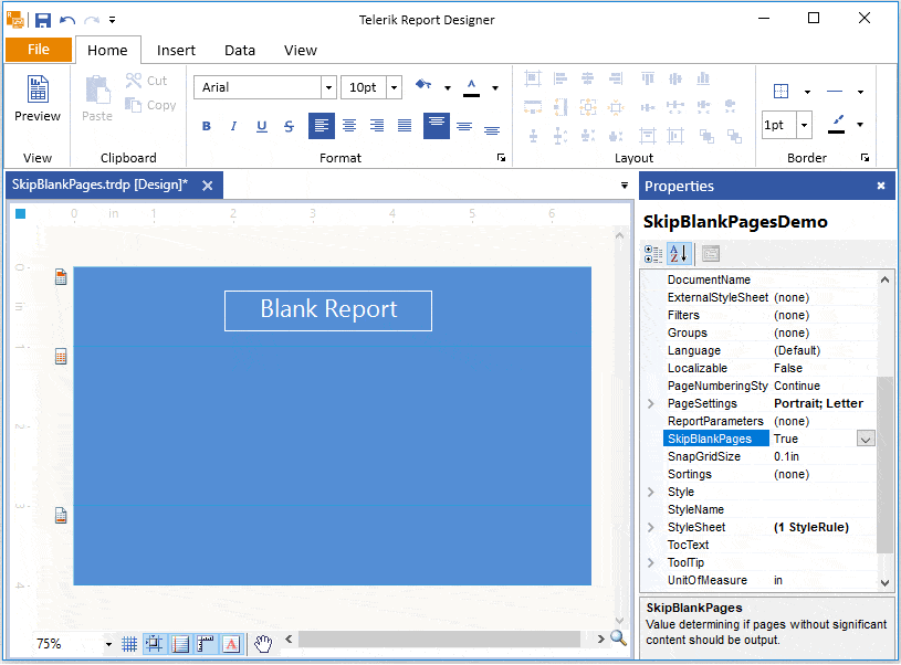 Skip Blank Pages in the Rendered Report