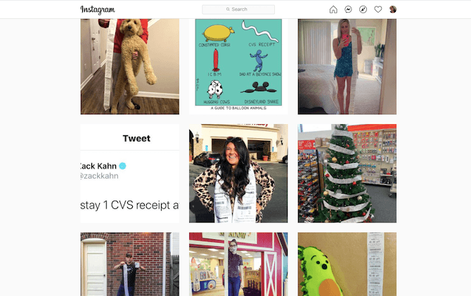 A search for ‘cvs receipts’ on Instagram shows photos of people using paper receipts in ridiculous ways, like measuring the size of a dog or decorating a Christmas tree.