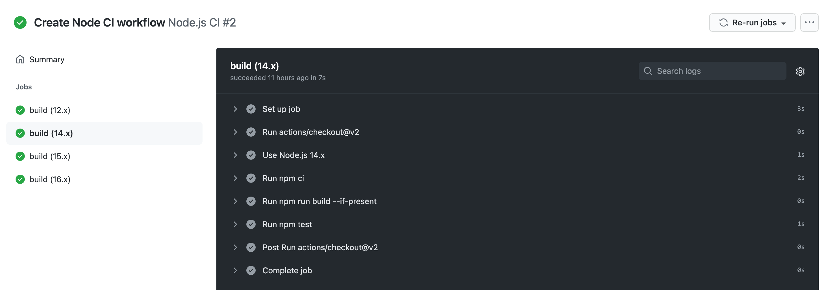 Node CI Workflow Run