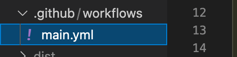 Under .github/workflows is main.yml