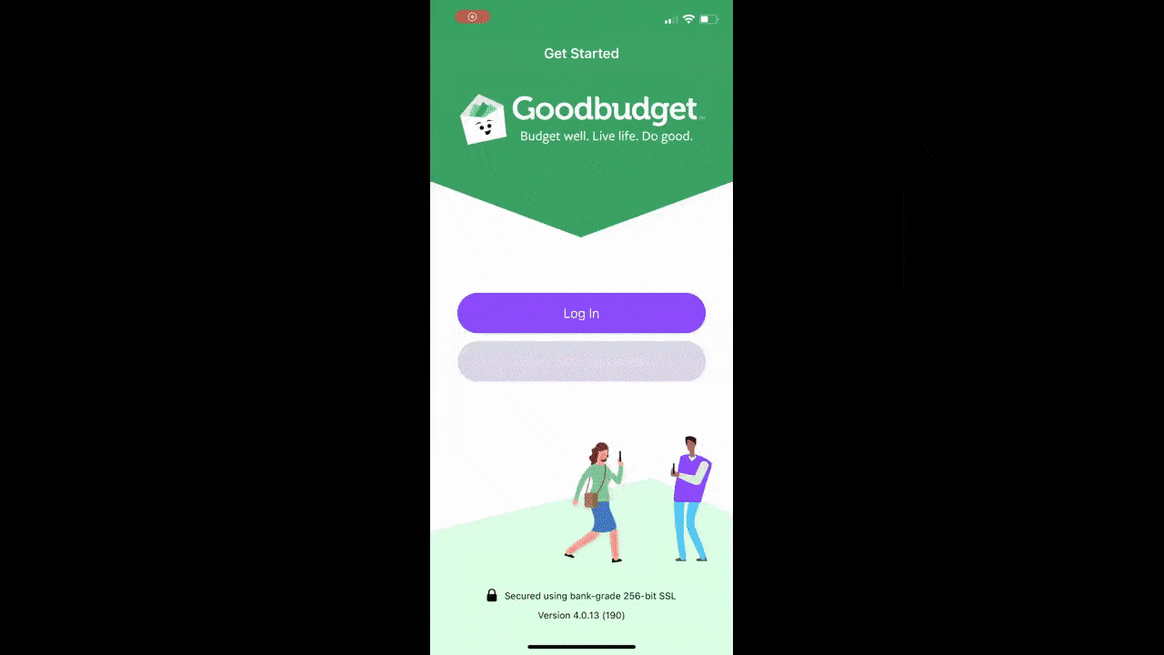 A GIF that shows how the Goodbudget app helps users quickly set up their first budget.