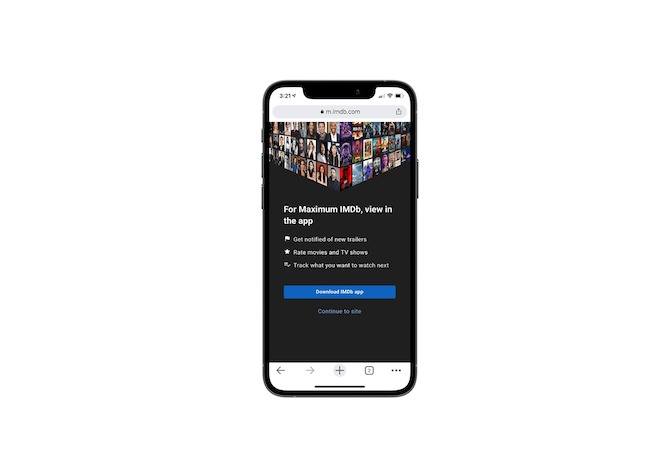 Visitors to the IMDb mobile site will see an interstitial referring them to the mobile app instead "For Maximum IMDb”