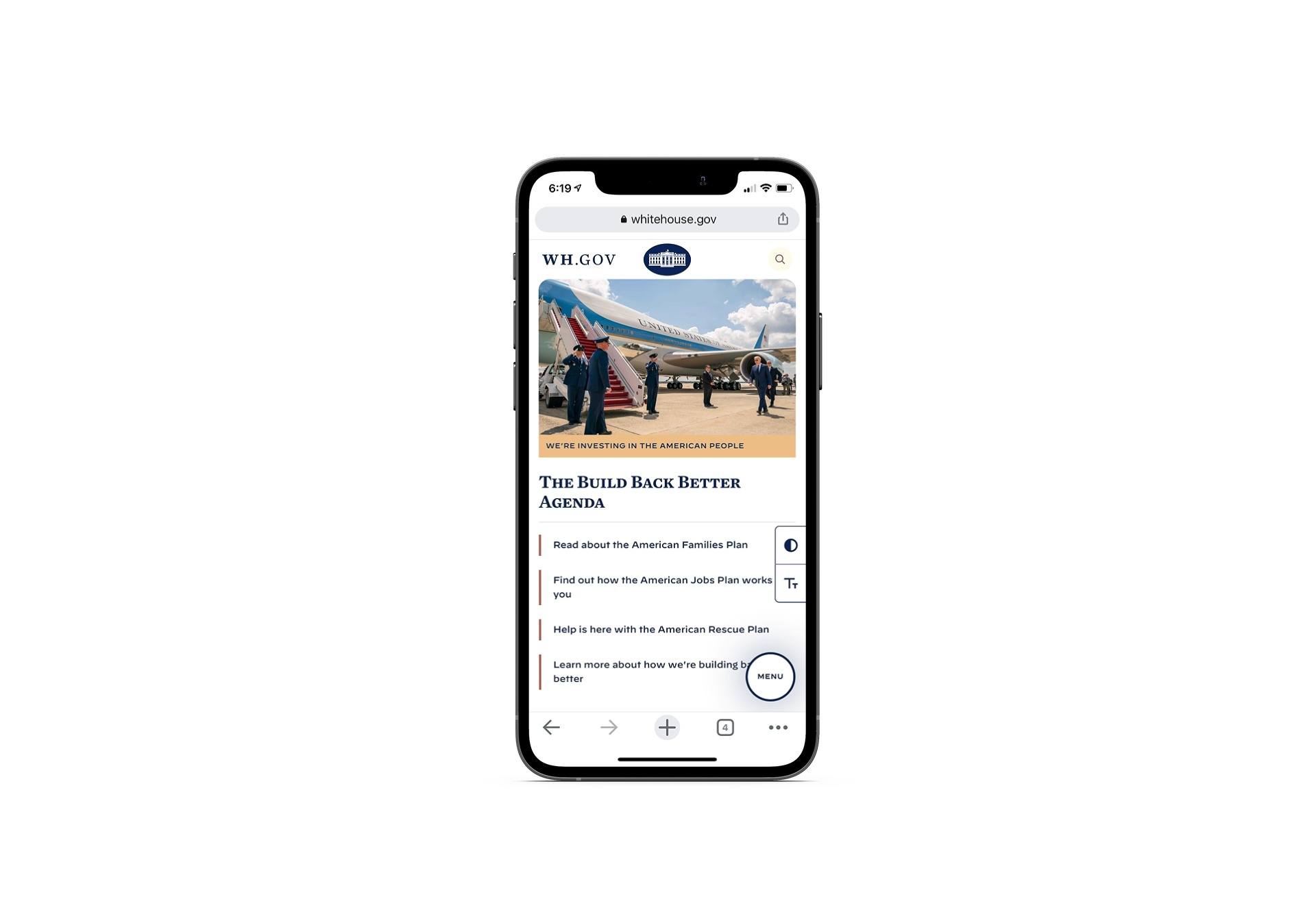 This is the mobile website for the White House.