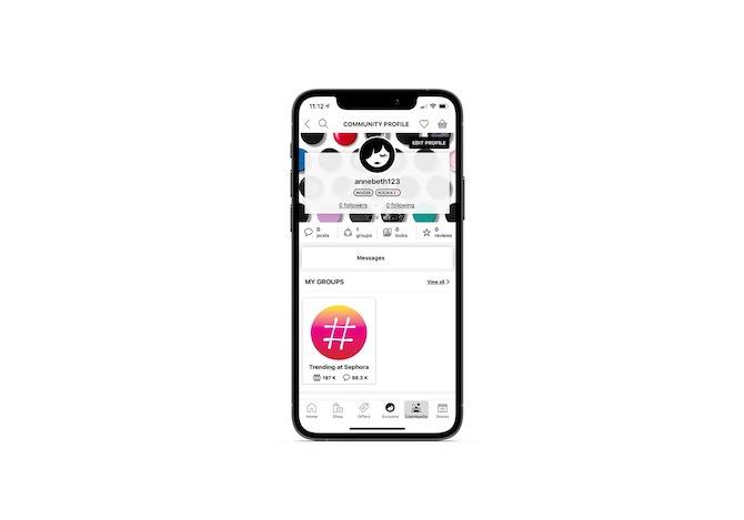 The Sephora mobile app has a dedicated space for its Community. Users can create a community profile, join groups, send messages, like UGC and more.