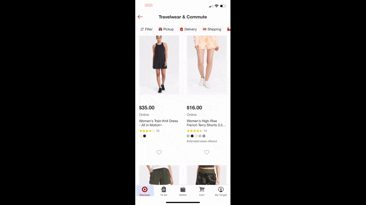 Within the Target mobile app, users will find user-generated content amongst each product’s photo gallery. This example shows how a pair of shoes looks on the model and then, later, on real users wearing them.
