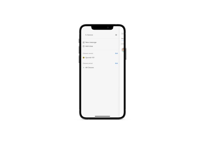 The Remind mobile app’s pullout menu enables teachers to send a New message, Add class, or view and manage their “owned” classes from the dashboard.