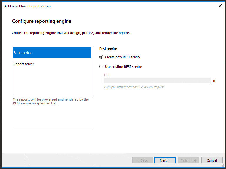 Wizard taking us through the setup process for a Blazor app