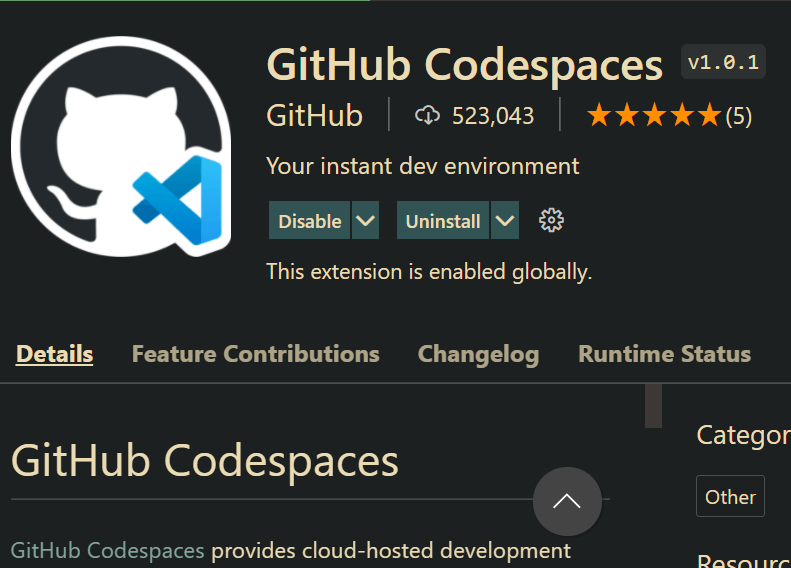 GitHub CodeSpaces extension(to be installed on local VS code IDE)