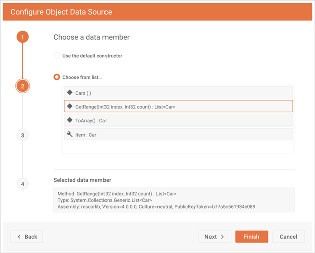 Web Report Designer allowing use of business class object from a custom assembly as a data source in Configure Object Data Source window