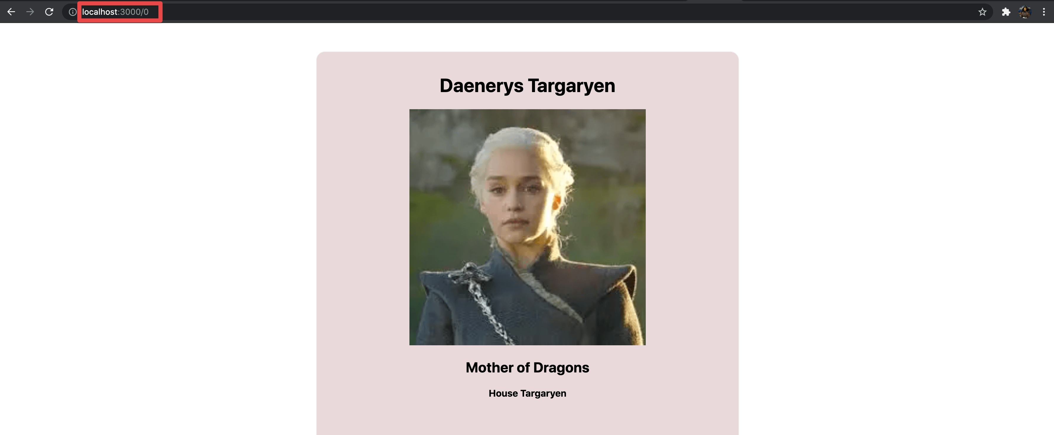 A screenshot of Daenerys Targaryen details page