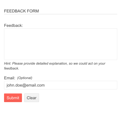 A basic sample of a web form with various text and drop down inputs