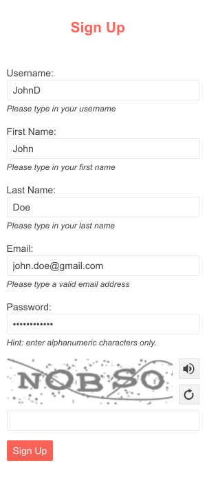 Small sample of a form with the new Kendo UI for jQuery CAPTCHA component at the bottom