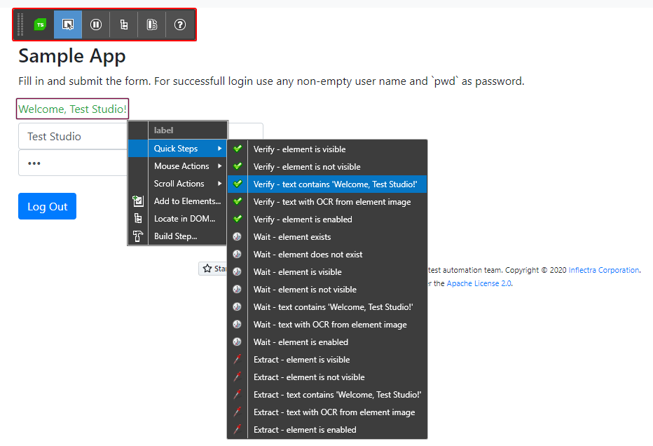 Recording end-to-end tests in Test Studio