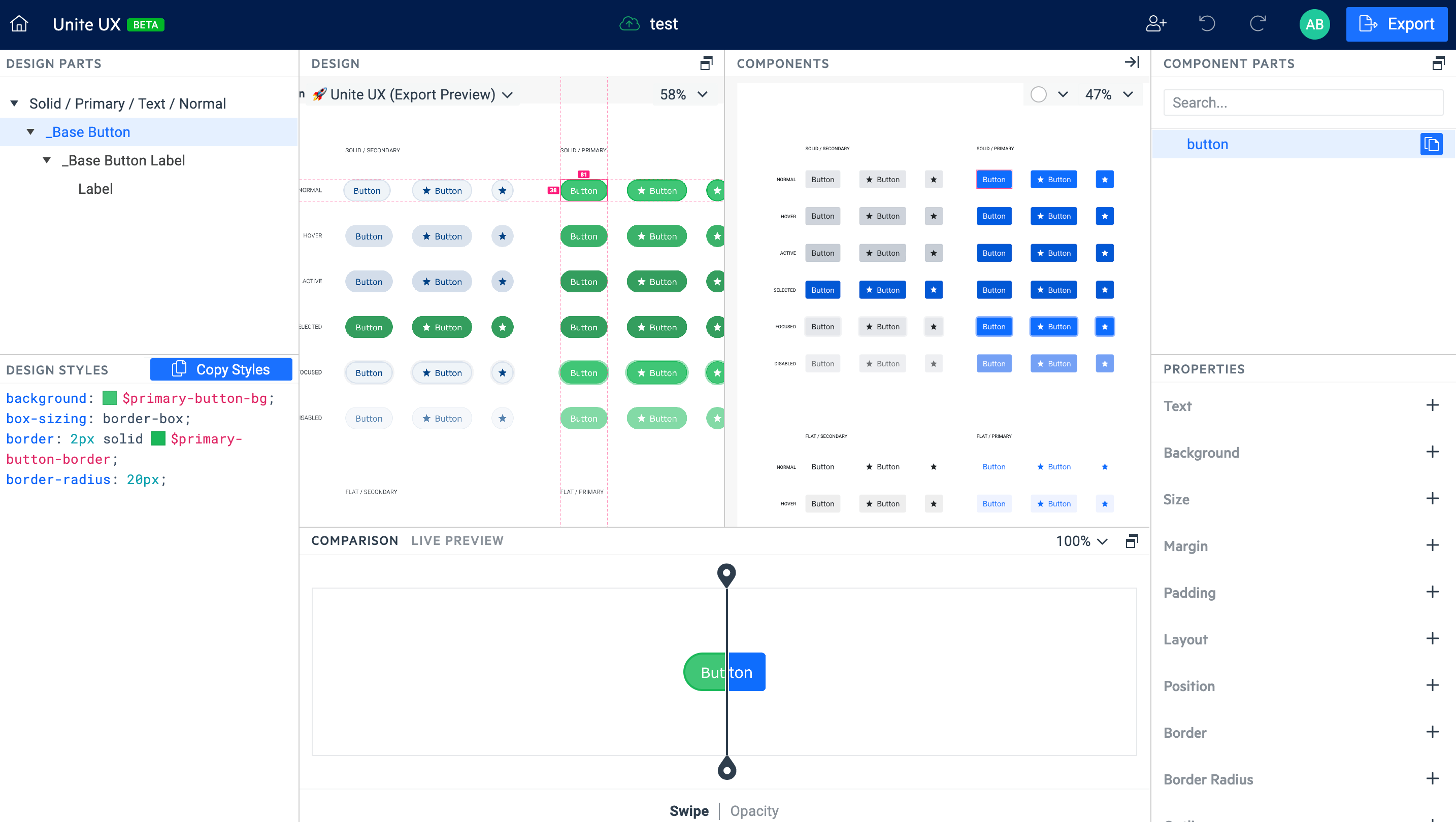 With Unite UX, designers can instantly handoff their UI designs to web developers without the need for redlines.