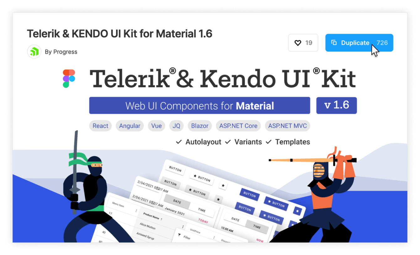 Telerik & Kendo UI Kit for Material Figma