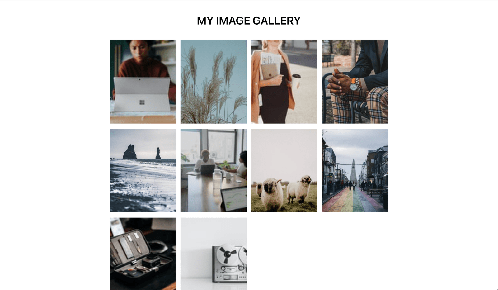 Screenshot of a grid of images from unsplash