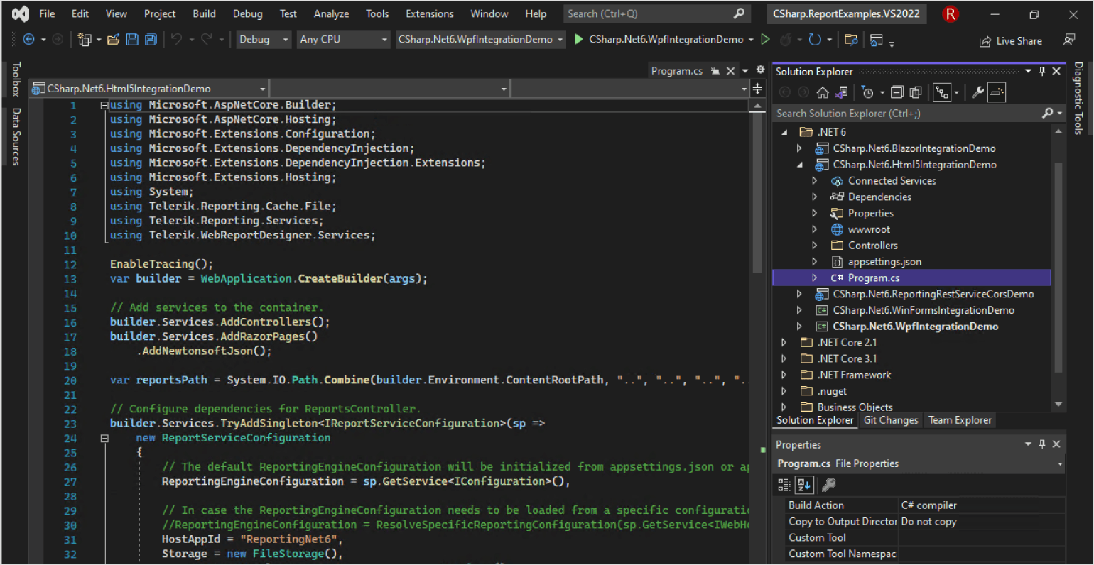 Minimal APIs detection in Telerik Reporting item templates