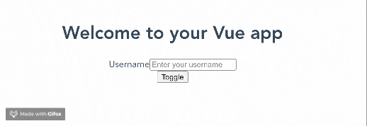 The Toggle button changes the field from username to email