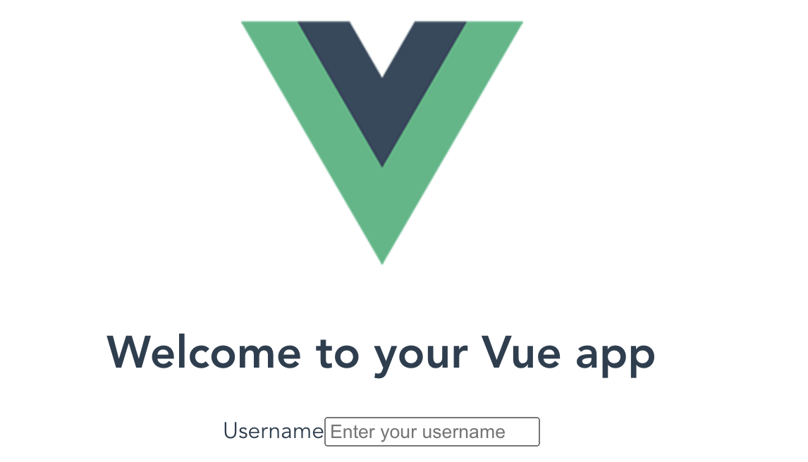Vue app has a field for entering your username