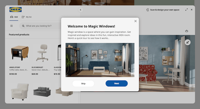 When shoppers peruse products on the IKEA website, they’re invited to test them out within a three-dimensional virtual space called Magic Windows. This tool enables them to drag and drop specific products into a VR room.