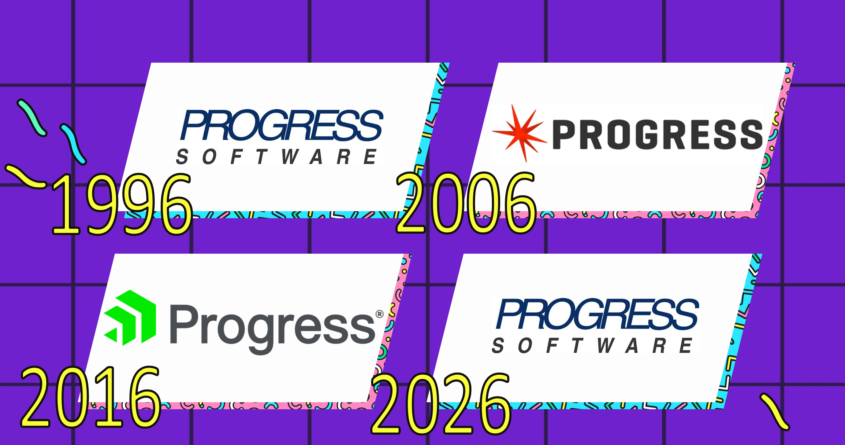 Progress logos from 1996, 2006, 2016, and then 2026 showing the 1996 logo again.