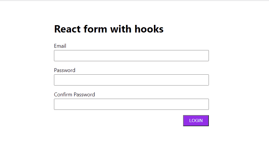 React login form with hooks and validation