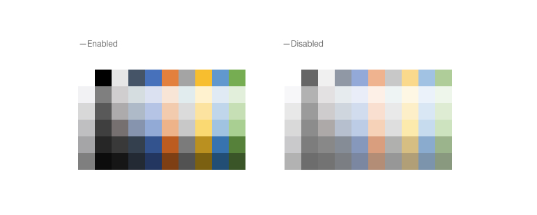 ASP.NET-ColorPalette with grids of enabled colors and more muted disabled colors
