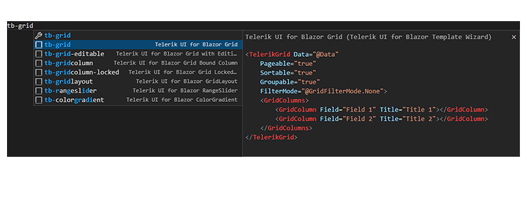Code Snippets - Telerik Blazor Grid