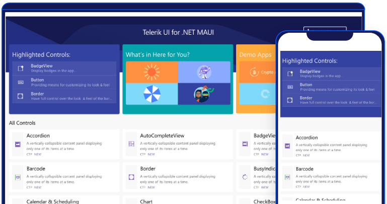 Desktop and Mobile Telerik UI for .NET MAUI