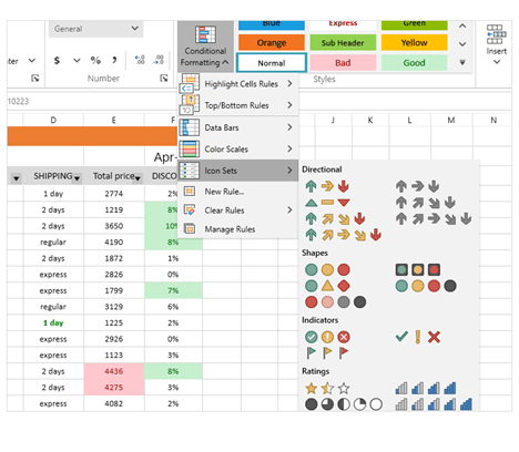 Spreadsheet - conditional formatting