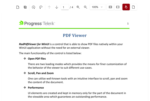 WinUI Pdf Viewer Control