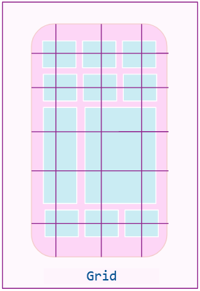Boxes arranged with a grid overlay to guide them