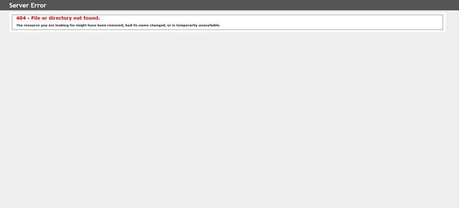 A user encounters a non-existent page on a website and a gray page appears with a header reading “Server Error”. There is a simple message in a white box beneath it: “404 - File or directory not found. The resource you are looking for might have been removed, had its name changes, or is temporarily unavailable.”