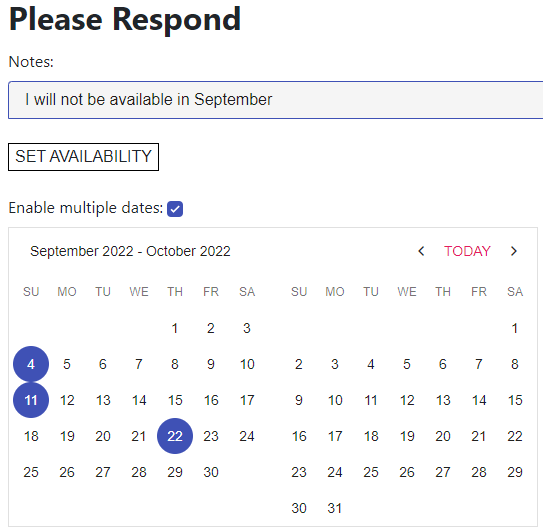 A visually identical page, the primary differences being that two months are shown side-by-side and there is no month list down the left side of the Calendar