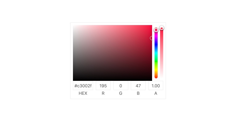 Kendo UI for Vue ColorGradient with color selection, hex, rgb, gradient