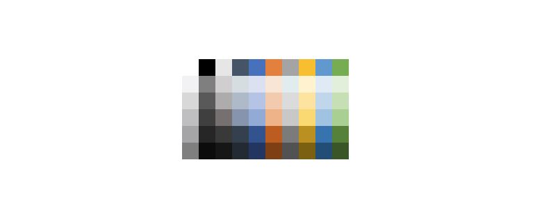 Kendo UI for Vue ColorPalette shows a palette with 10 main colors and their related variants