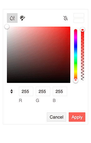 Kendo UI for Vue FlatColorPicker with color selection, hex, rgb, and gradient