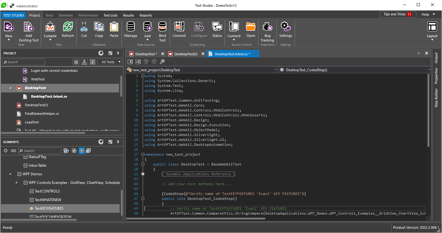 Code Editor in Test Studio Standalone IDE and Visual Studio Plugin