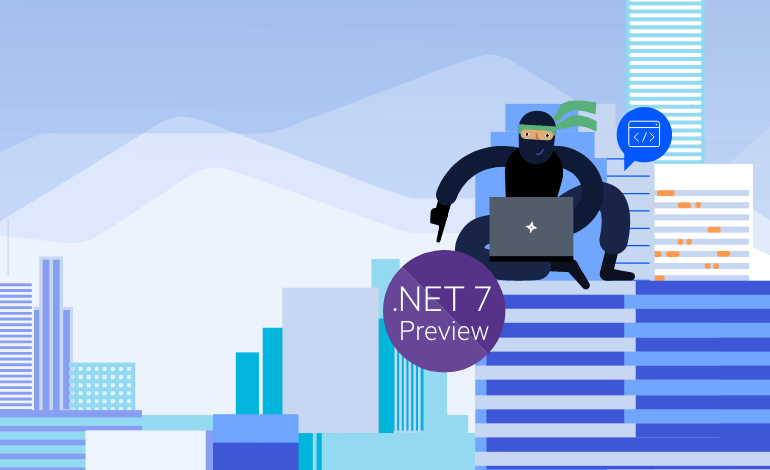 Illustration of Telerik Ninja with .NET 7 Preview