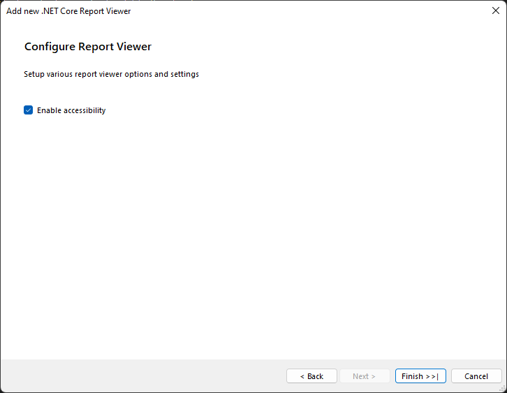 Configure Report Viewer has a checkbox for enable accessibility