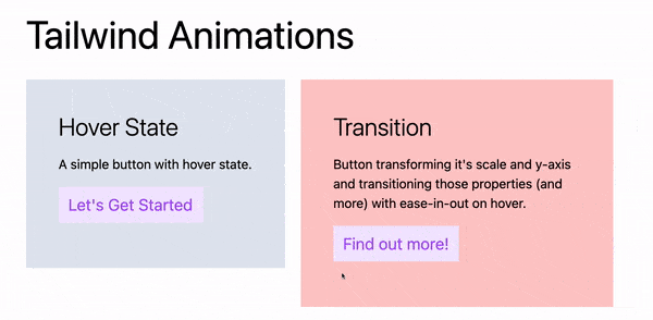 Tailwind-Animations hover state and transition