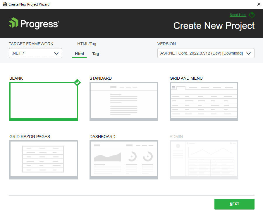 Create New Project Wizard with .NET 7 available as a target framework